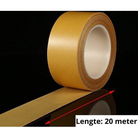 Ruban Adhésif Double Face - 50 mm x 20 m - Pour Tissu Et Moquette - Épaisseur 280 μm - 2 Rouleaux (1/5)