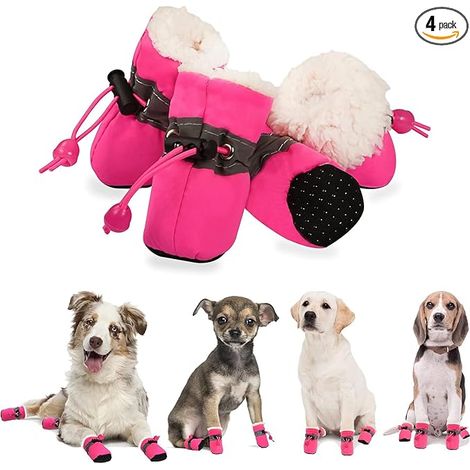 Chaussures pour Chien, Bottes d'hiver Chaudes et Confortables, Semelles Souples, Baskets antidérapantes avec Sangles réfléchissantes, pour Petit Chien (5: 5x4 cm, Rose)
