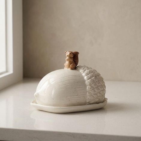 Harvest Sculpted Squirrel Butter Dish (1/2)