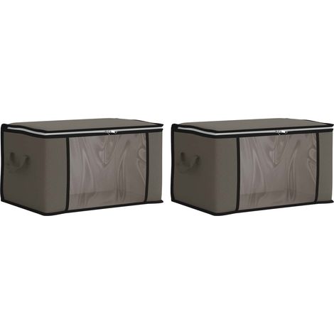 Aufbewahrungsbox mit transparentem Seitenfenster 2 pcs Grau vidaXL