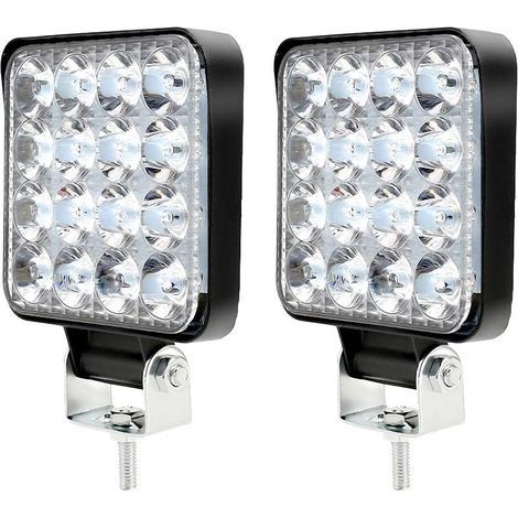 2 luces de trabajo LED de 48 W, foco LED impermeable para coche, luz de trabajo LED para coche, camión, tractor, SUV, barco, 8,5 x 8,5 cm (1/5)