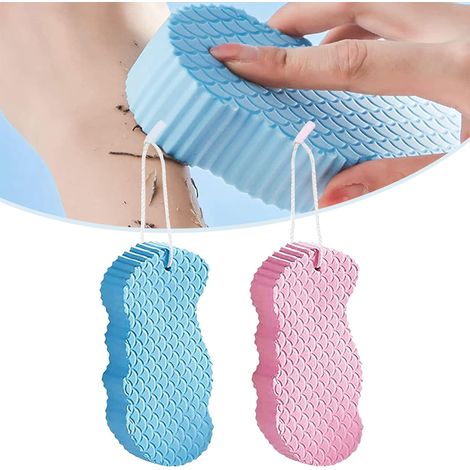 Super Soft Exfoliating Bath Sponge, 2pcs Brosse de Douche Exfoliante Ultra Douce, PVA Éponge Exfoliante Corps peau Morte Retrait, Gommage éponge Exfoliante Éponge pour Femmes, Hommes, Enfant (A) (1/5)