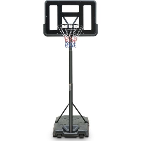 Canestro da basket per esterni, altezza regolabile da 198,12 a 304,8 cm, adatto a bambini e adulti, tabellone in PVC, rete resistente alle intemperie, supporto triangolare, ruote integrate. (1/5)