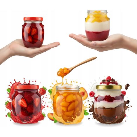 5 frascos de vidrio tipo ánfora de 145 ml para mermelada, conservas, miel y especias + tapa (1/5)