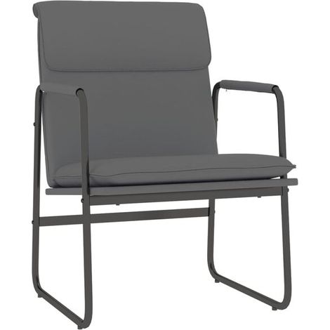 Chaise longue grise, dimensions 55x64x80 cm, en similicuir. (1/5)