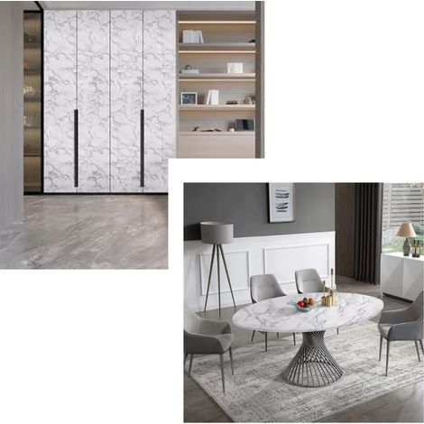 Papel pintado autoadhesivo efecto mármol Revestimiento de PVC blanco Diseño moderno Dimensiones: 45 x 1000 cm Uso versátil (1/5)
