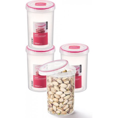 Boîtes de conservation - Bocaux - Boîtes de rangement - Récipients alimentaires - Ensemble de boîtes fraîcheur avec couvercle - Rondes - Hermétiques - Sans BPA - Sans PFAS - 760 ml - Lot de 4 - LocknL (1/5)