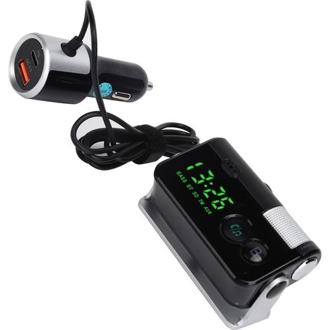 Chargeur Allume-Cigare PD QC3.0 avec Bluetooth FM, Lecteur MP3 et Kit Mains Libres pour Voiture (1/5)