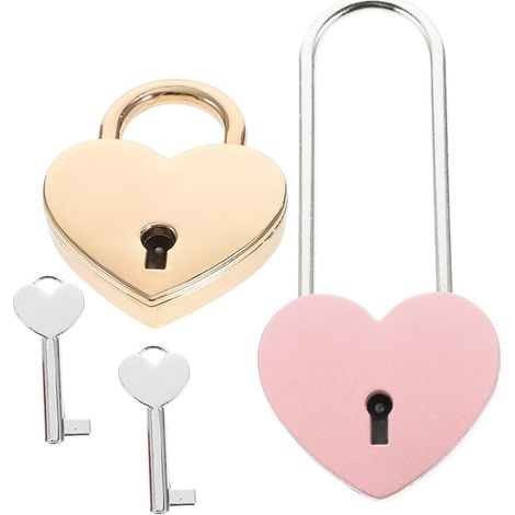 de 2 petits cadenas en forme de c ur pour casiers cl s sacs (1/5)