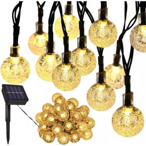 Lange Solar-Gartengirlande mit massiven LED-Kugeln
