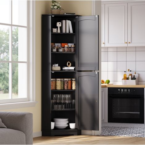 Armadio angolare da stoccaggio nero in MDF 42 x 42 x 166 cm OKWISH (1/5)