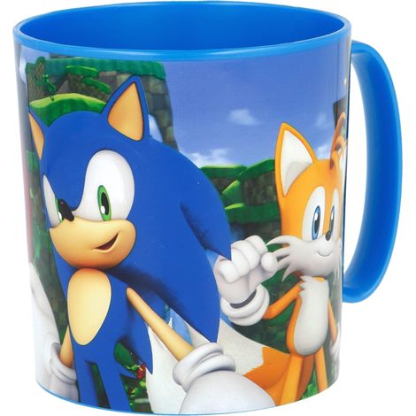 Tazza Sega Sonic da 350 ml in plastica per bambini utilizzabile in microonde con grafiche dei personaggi più amati del cinema e della televisione. (1/5)