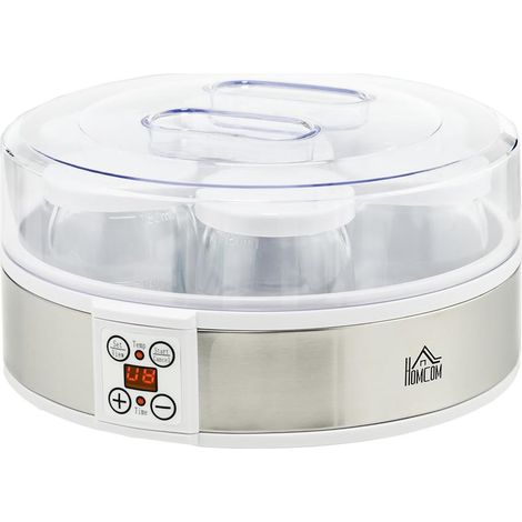 YOGURTIERA 20W DA 1.5L CON 7 VASETTI E DISPLAY A PULSANTI. IN ACCIAIO INOX E PLASTICA. 24X24X13 CM. BIANCA (1/5)
