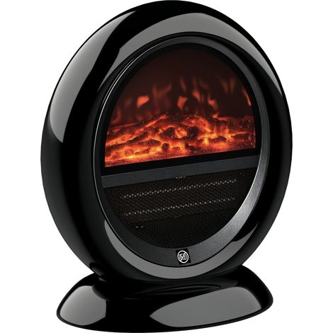 HOMCOM Freestanding Electric Fireplace Heater W/ Flame Effect Rotatable Head 1500W Black (1/5)