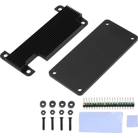 Boîtier de protection avec refroidissement rapide pour Raspberry Pi Zero 2W, coque noire avec connecteurs colorés