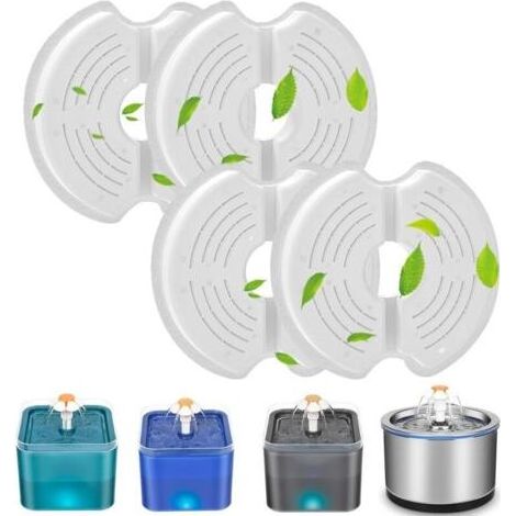 Filtre de rechange pour fontaine à eau pour chat en acier inoxydable de 2,5 L, filtre à charbon actif pour abreuvoirs pour chat de 2 L (lot de 4) (1/5)