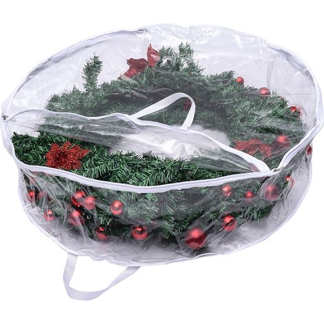 Sac de rangement transparent pour couronne de fête 30 pouces en PVC imperméable déco maison 76 x 20 cm (1/5)