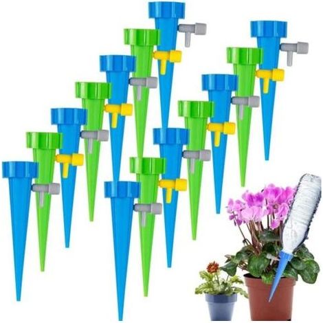 24PCS Goutte à Goutte Kit(13.5x3.5cm), Irrigation Goutte à Goutte Bouteille, Arroseur Automatique Plantes, Arrosage Goutte a Goutte, avec Vannes de Régulation, pour Jardin Maison Intérieur Extérieur (1/5)