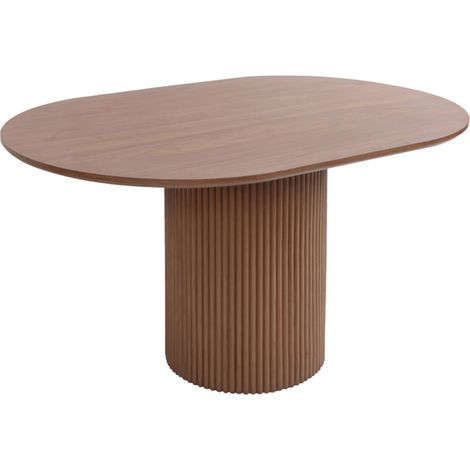 Table basse oblongue effet bois sculpté 90cm. couleur noyer