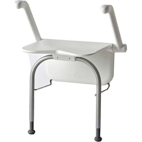 Etac Relax - chaise de douche murale (Série SPA) Etac Relax - chaise de douche murale, blanche, avec accoudoirs et pieds qui augmentent la capacité de charge de la chaise (150 kg) (1/3)