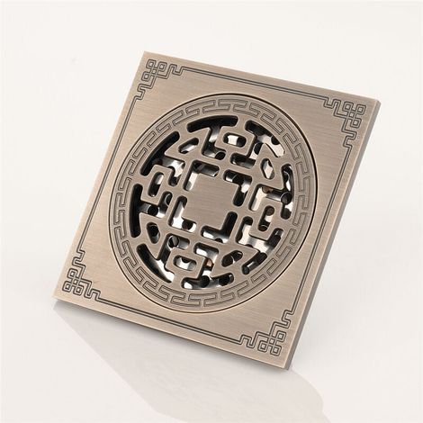 Brass Shower Drain 10x10 Shower Channel Bathroom Anti-Odor Antique Shower Drain YMYNY