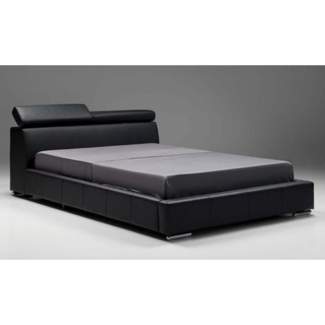 Letto Contenitore In Ecopelle Nero Moderno 220x167×92cm Sicorage Flod