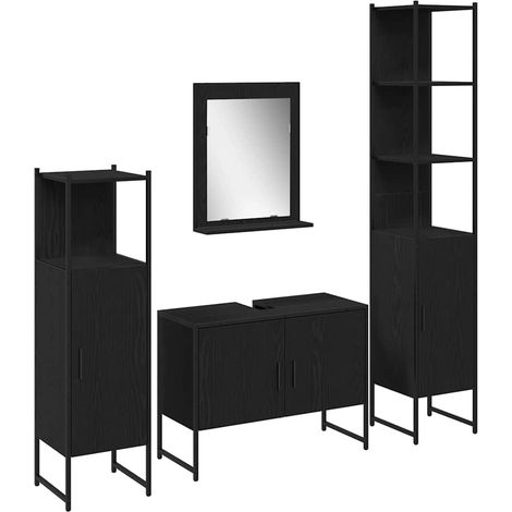 Maison Exclusive - Badezimmermöbel-Set mit Regal 4 pcs Schwarz Ho