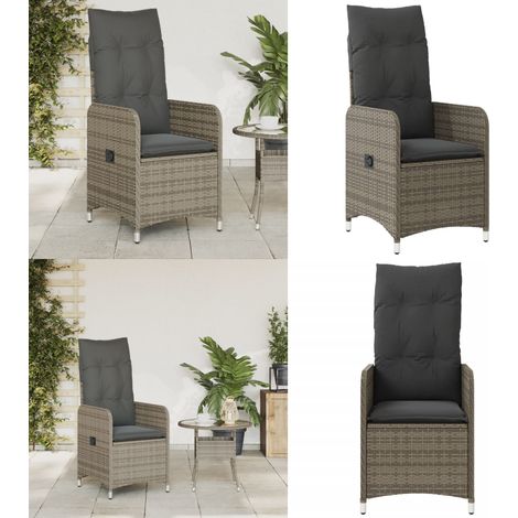 Gartensessel Verstellbar mit Kissen Grau Poly Rattan - Gartenstuhl - Relaxsessel - Loungesessel - Outdoor Möbel - Rattan Sessel - Home & Living (1/5)
