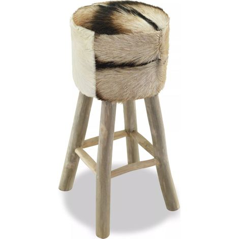 Taburete de bar de diseño, asiento de silla de cuero auténtico de teca, redondo