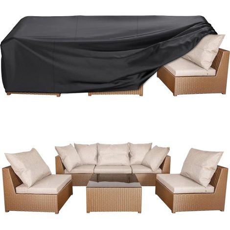 Schutzhüllen für Gartenmöbel, wasserdichte Schutzhüllen für Outdoor-Möbel, robuste Schutzhüllen für rechteckige Gartenmöbel-Sets aus Rattan und Korbmöbeln (274 cm L × 208 cm B × 71 cm H) 210D
