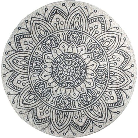 Tapis mandala 90 cm naturel (1/4)