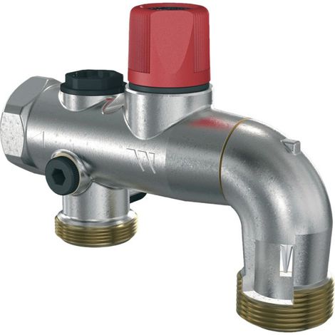 Watts – Groupe de sécurité coudé 1" – Inox – Débit 5 m³/h – Normes NF D 36401 et NF P 43008 – Pour chauffe-eau jusqu'à 18 kW