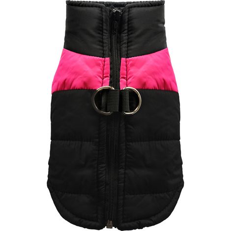 Zweifarbige Baumwollweste/Jacke, rosa und schwarz, Größe M (Brustumfang 42 cm, empfohlen für Tiere mit einem Gewicht zwischen 2 und 3,5 kg), wasserdichter Hundemantel, Haustierweste, Wintermantel, was
