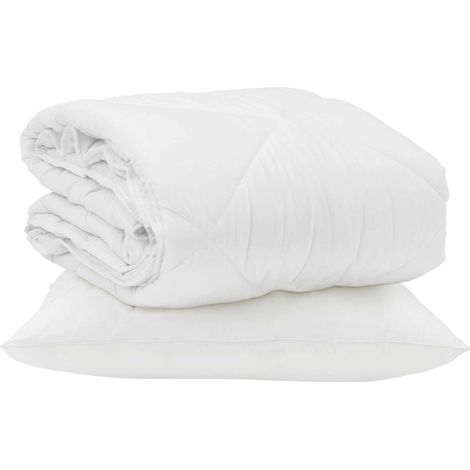 Duvet d'été simple avec oreiller 2 pcs Blanc Microfibre (1/5)