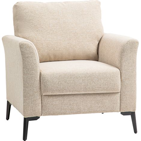 Beige Linen-Look Armchair for Stylish Living Room Décor and Comfort