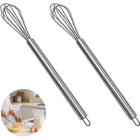 Lot de 2 Mini Fouet Cuisine en Acier Inoxydable, Petit Fouet Manuel pour Battre les Oeufs, Faire Mousser le Lait et Melanger les Sauces, Fouet Inox Pratique pour Boissons Chaudes et Matcha (1/5)