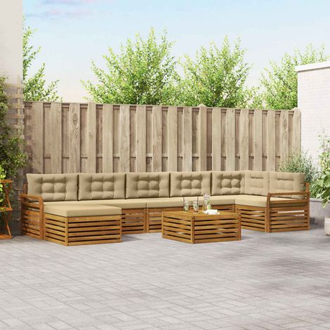 Outdoor-Sofagarnitur 8 pcs Natur und Beige Massivholz Akazie (1/5)