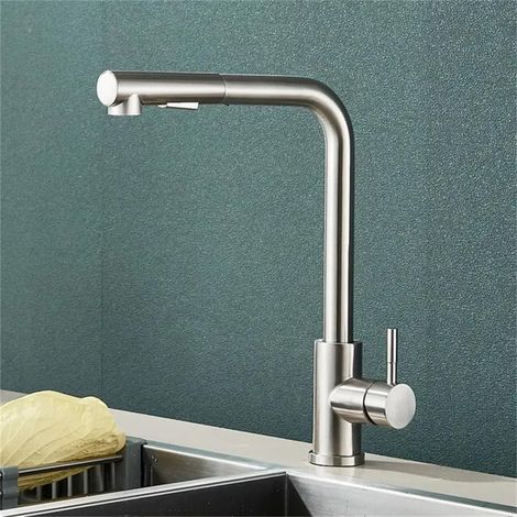 Robinet Cuisine Douchette avec 2 Modes de Pulvérisation, Mitigeur Cuisine avec Douchette Extractible Rotatif à 360° Froid & Chaud Disponible (1/5)