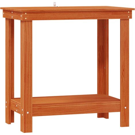 Work Bench with Shelf Wax Brown 80 x 50 x 80 cm Solid Pine Wood vidaXL
