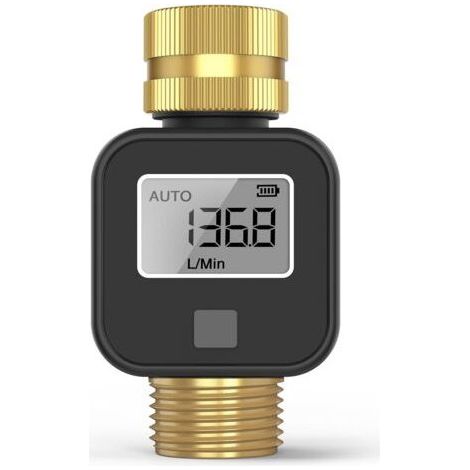 Débitmètre d'eau fileté en laiton , mesure les gallons/litres et le débit - convient au remplissage du réservoir d'eau du camping-car , à l'arrosage par tuyau d'arrosage (1/5)