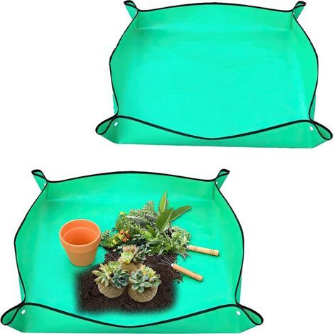 [JAMAIS UTILISÉ] Lot de 2 tapis de plantation pour plantes - 50x50cm - Tapis de jardin - Tapis de plantation en polyéthylène vert - Tapis de plantes imperméables (1/4)