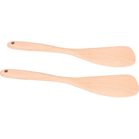 Spatule en bois de hêtre à long manche et trou de suspension, ustensile de cuisine pour la cuisson (1/5)