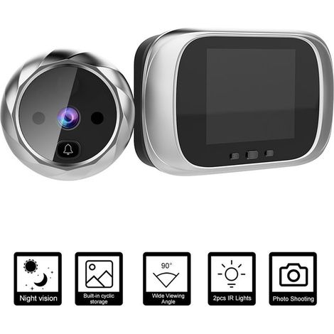 Judas porte caméra surveillance – visiophone connecté – écran 2.8 pouces – grand angle 120° (1/5)
