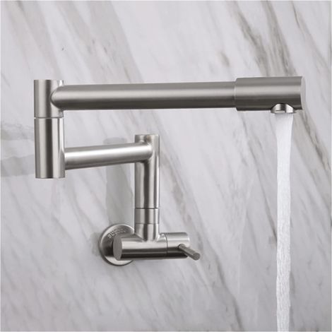 Robinet de remplissage de pot Pot remplissage de robinet mural robinet de cuisine pliable pliant simple froid pavé de trou simple pliage pliant beerre en acier inoxydable brossé Robinet pliant ( Color (1/5)