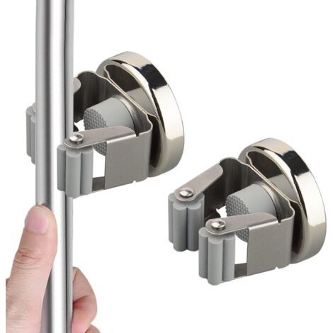 Crochet magnétique robuste, porte - balai magnétique fort support mural, sans perçage porte - balai mobile pour rangement et gestion des outils de lavage de cuisine de garage (Pack de 2) (1/5)