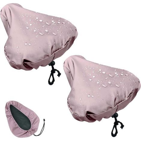 Fahrradsattelbezug – 2er-Set – 24 x 27 cm – Rosa – Regen- und Staubschutz – Sattelbezug mit Kordelzug (1/5)