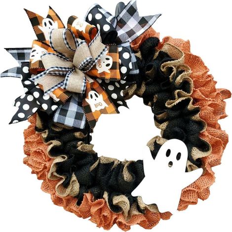 Guirlande De Porte Halloween - Guirlande Extérieure Pour Porte Ou Fenêtre - Diamètre 40 Cm - Décoration Automnale Et Festive - 1 Pièce (1/5)