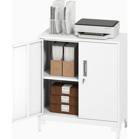 Armoire de rangement Norane métal verrouillable bureau blanc (1/5)