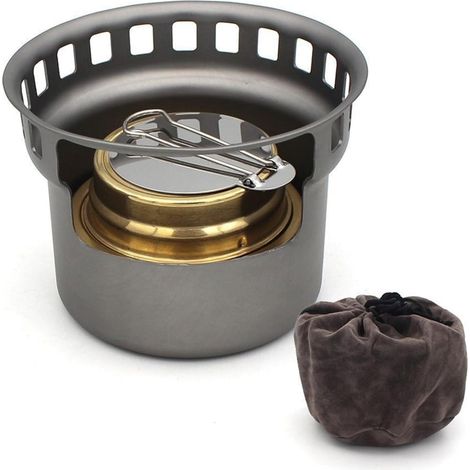 Titan-Alkoholkocher, Alkoholbrenner, Outdoor-Holzofen mit Halterungen, Multi-Fuel-Camping, Ultraleichter Rucksackkocher (nur Ofen),