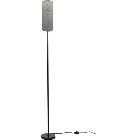 SJLERST Petit lampadaire cylindrique, interrupteur à pied, ampoule E27 à trois couleurs, corps de lampe noir, abat-jour gris (1/5)